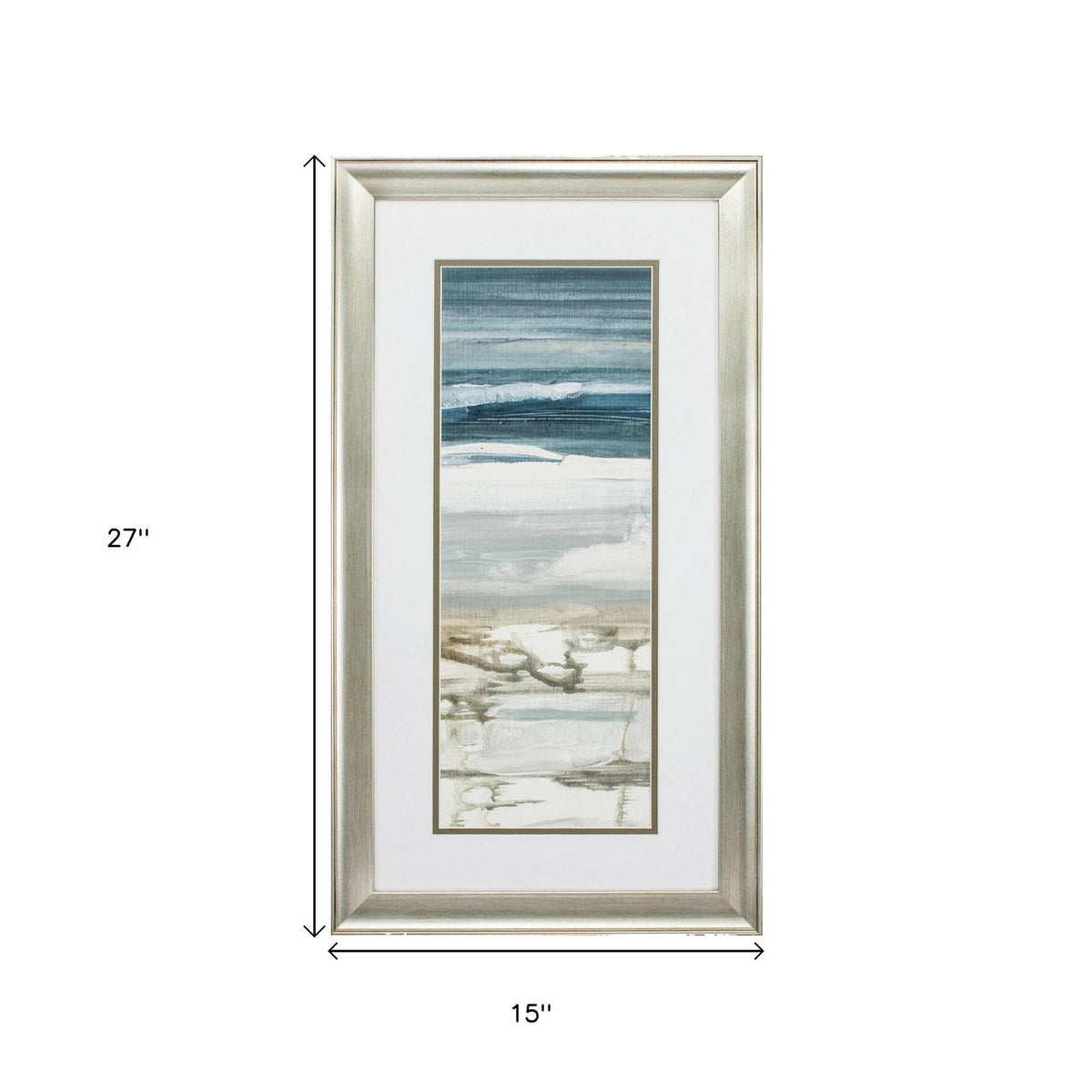 Set of Two 27" X 15" Ocean Print Silver Framed Art Wall Decor