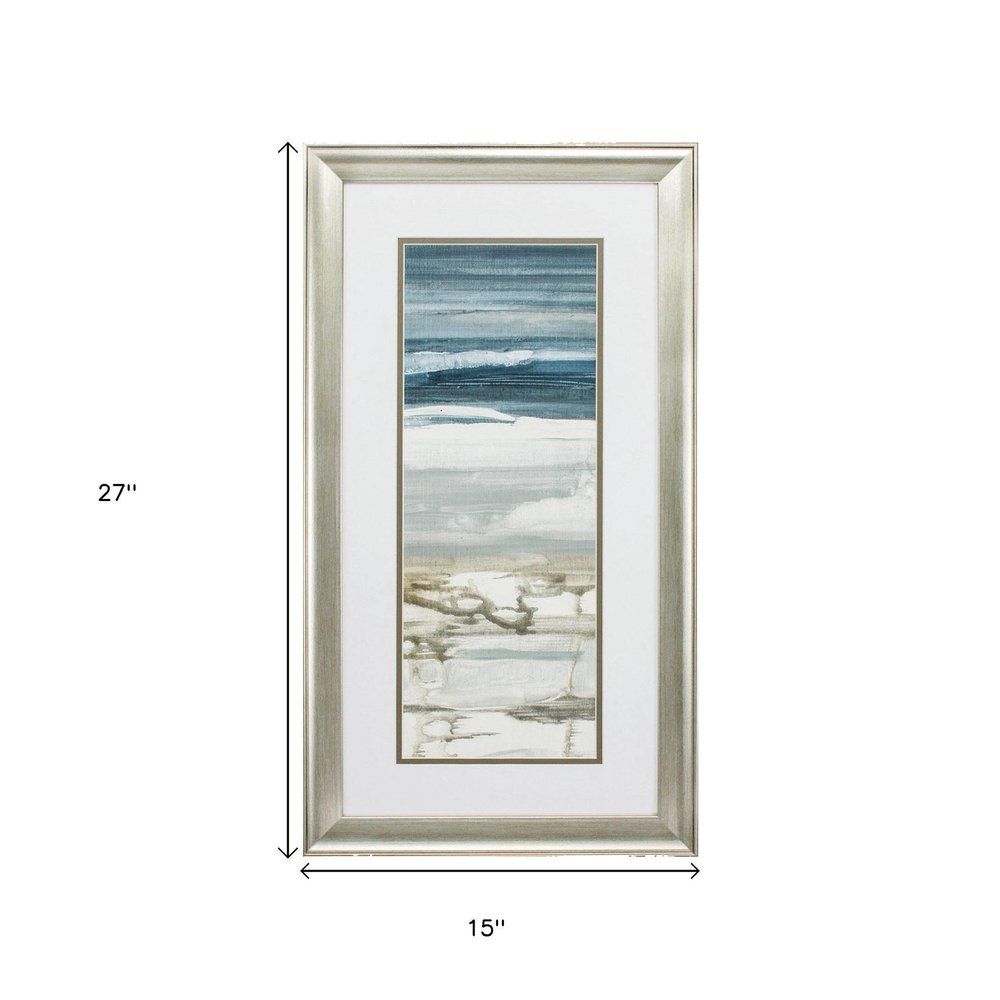 Set of Two 27" X 15" Ocean Print Silver Framed Art Wall Decor