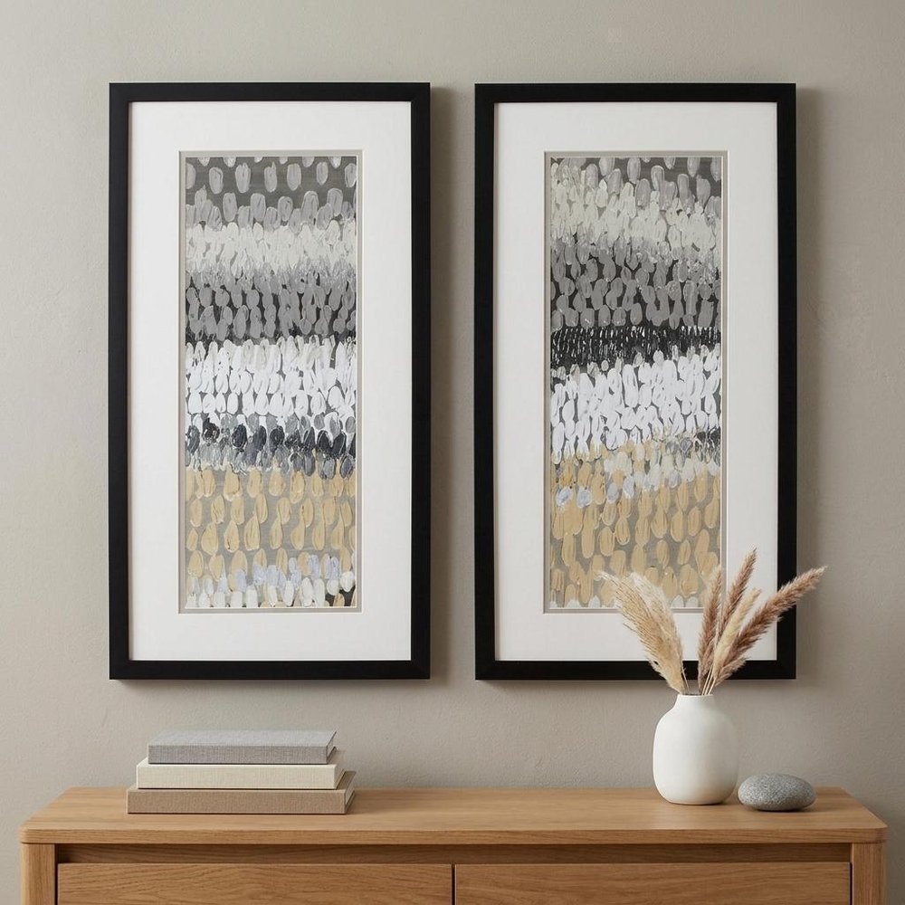 13" X 25" Silver Frame Raindrops (Set Of 2)
