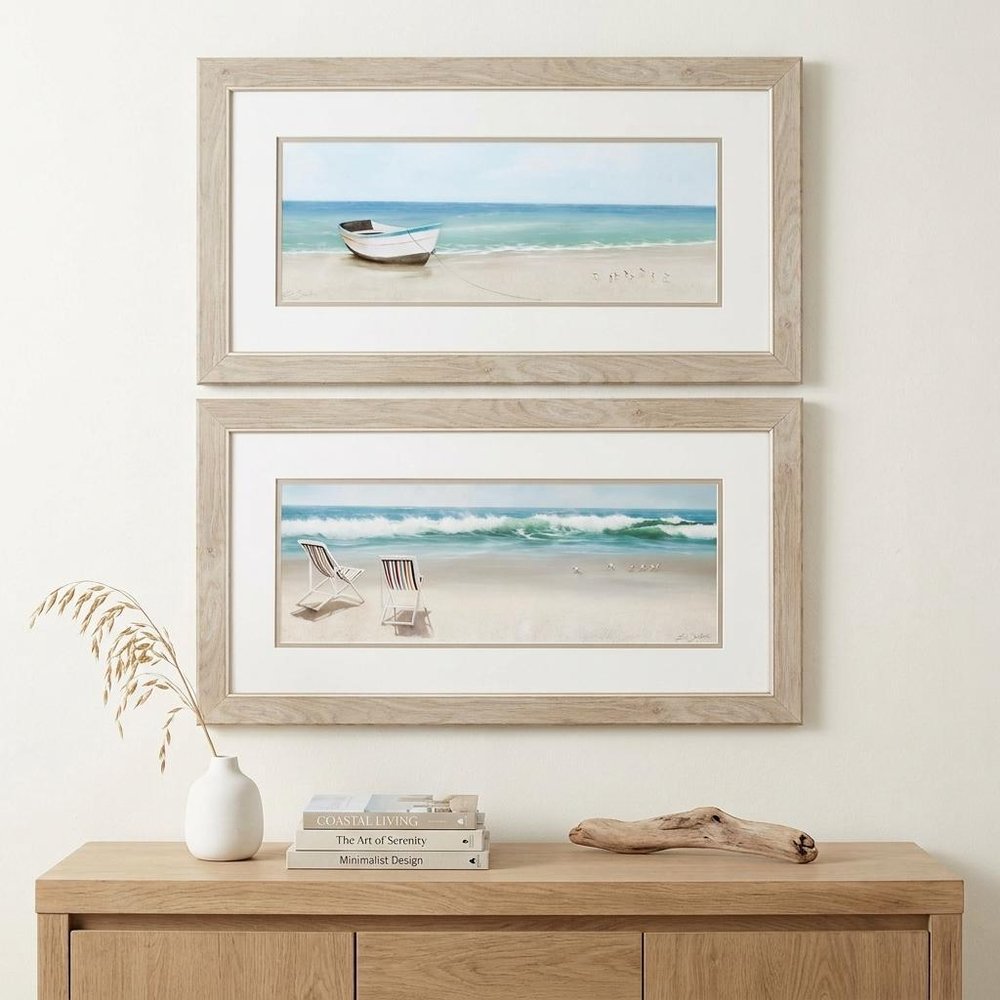 27" X 15" White Frame Tides View (Set Of 2)