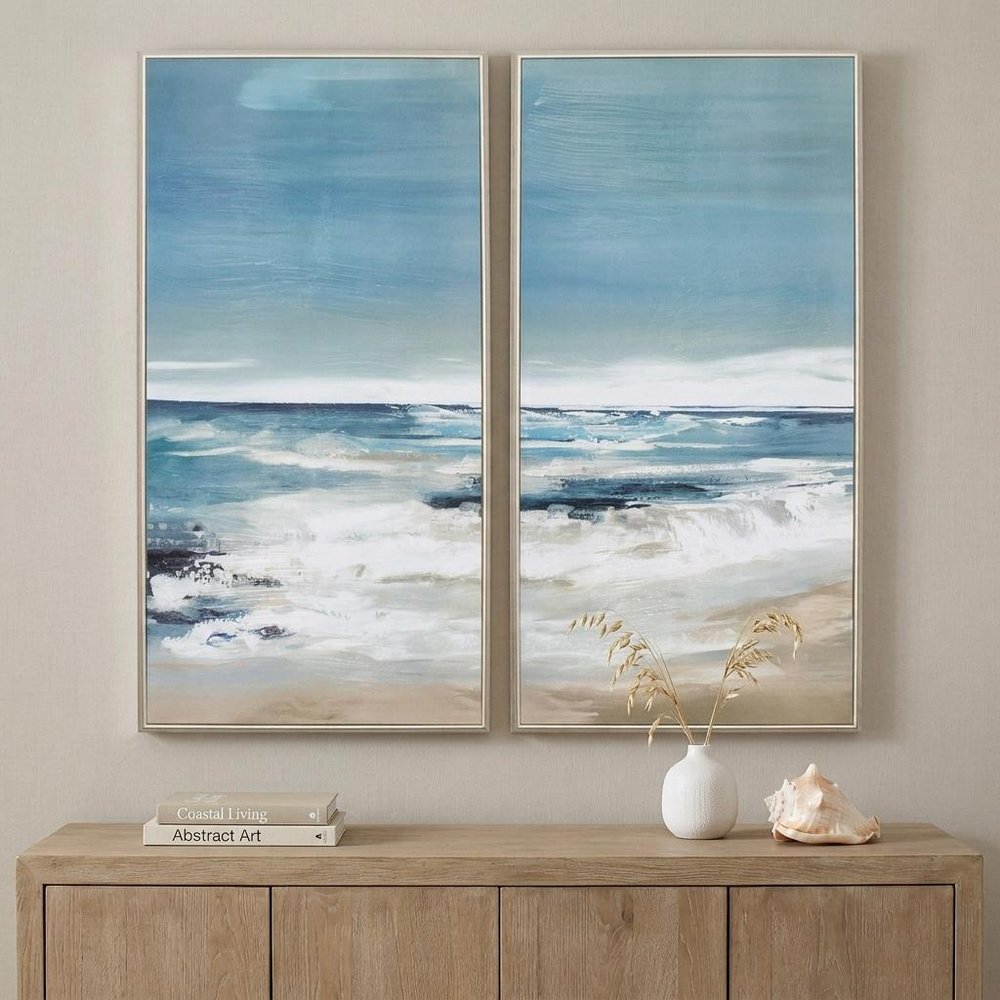 13" X 25" Ligth Wood Toned Frame East Coast (Set Of 2)
