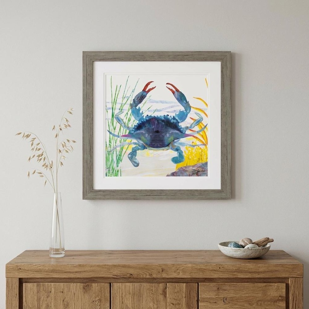 23" X 23" Woodtoned Frame Sea Creature Crab