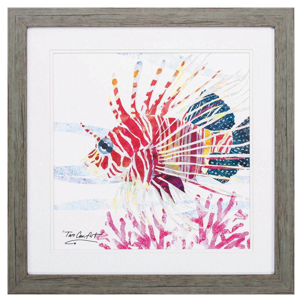 23" X 23" Sea Creature Fish Brown Square Framed Art