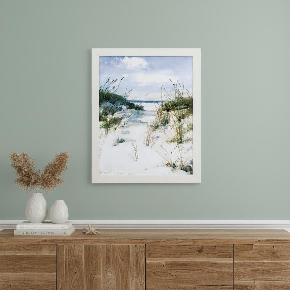 31" X 25" White Ocean Dunes Framed Wall Decor