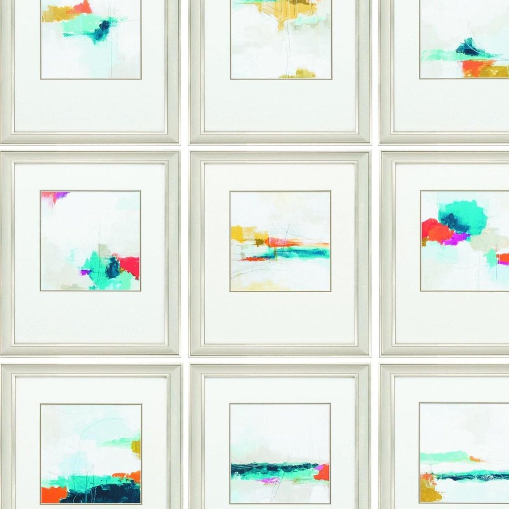Set of Nine Champagne Polystyrene Framed Art