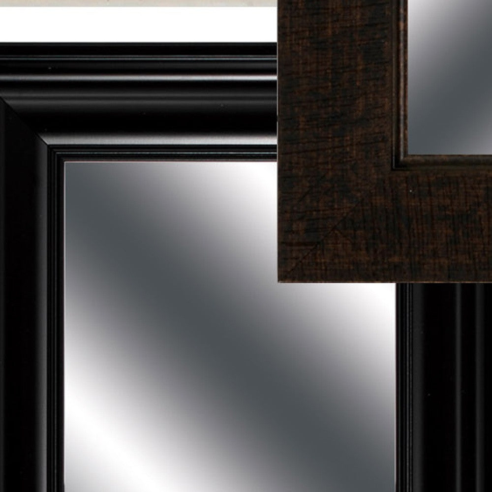 Set of Ten Brown And White Square And Rectangle Framed Mirror Set