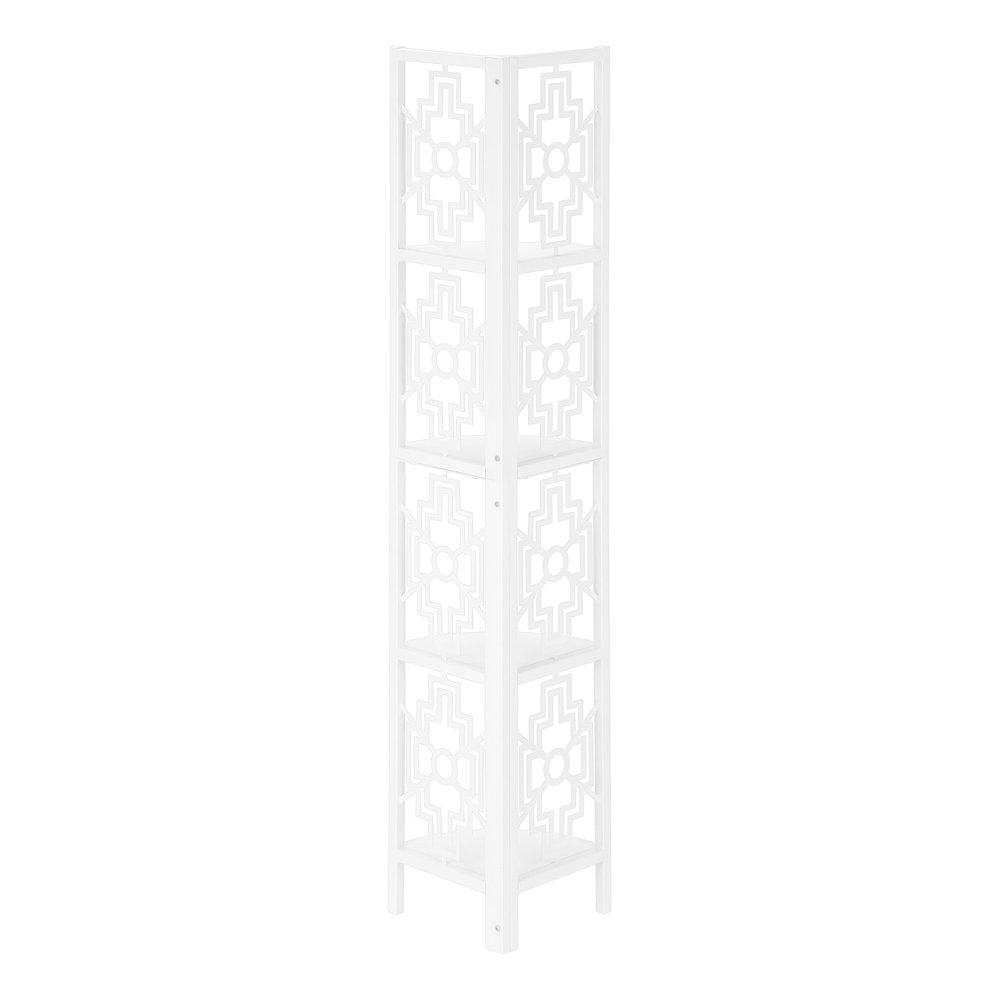 62" White Metal Corner Bookcase