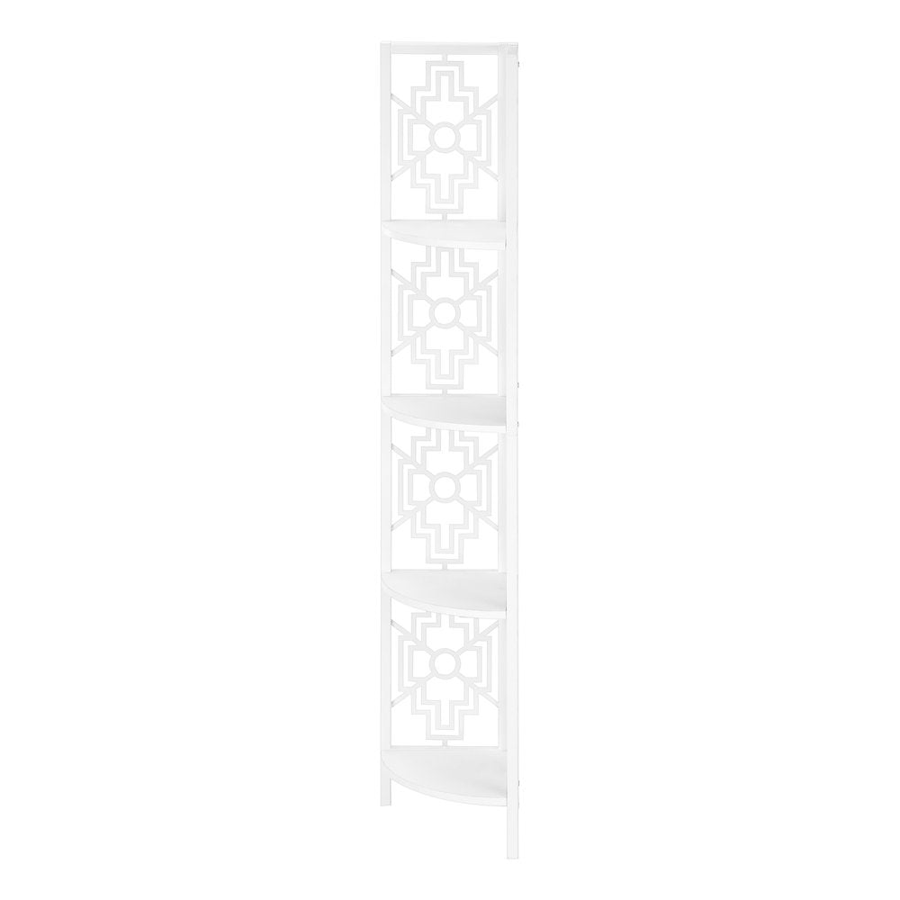 62" White Metal Corner Bookcase