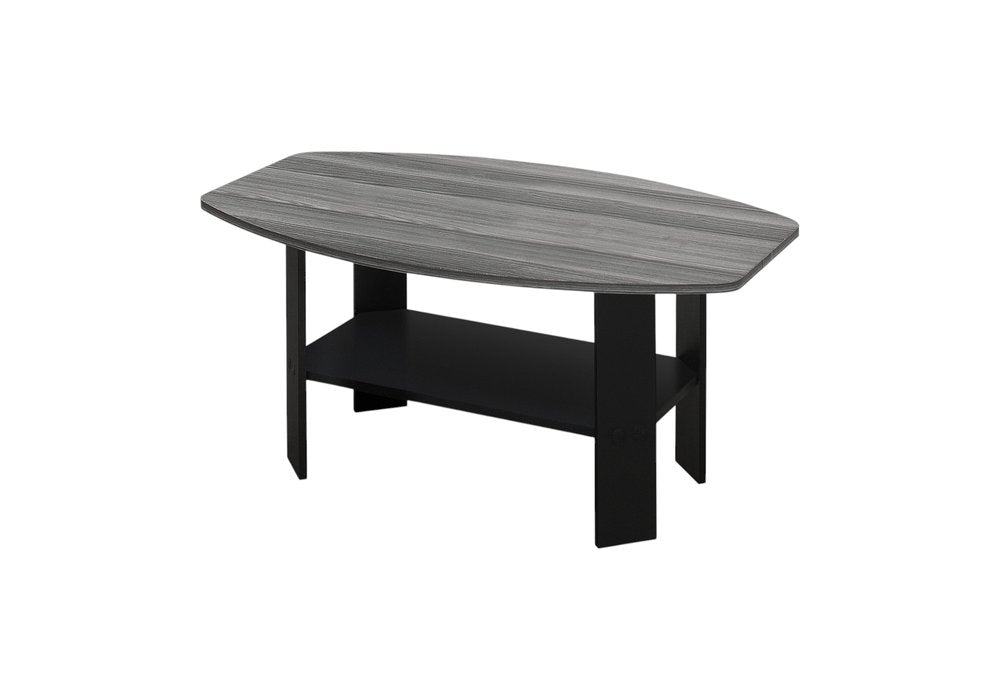 Set of Three 36" Gray And Black Wood Coffee Table With Shelf