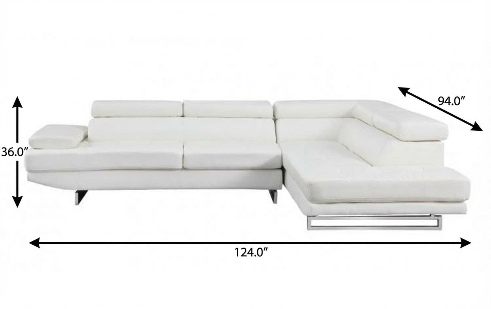 White Leather L Shaped Two Piece Corner Sectional