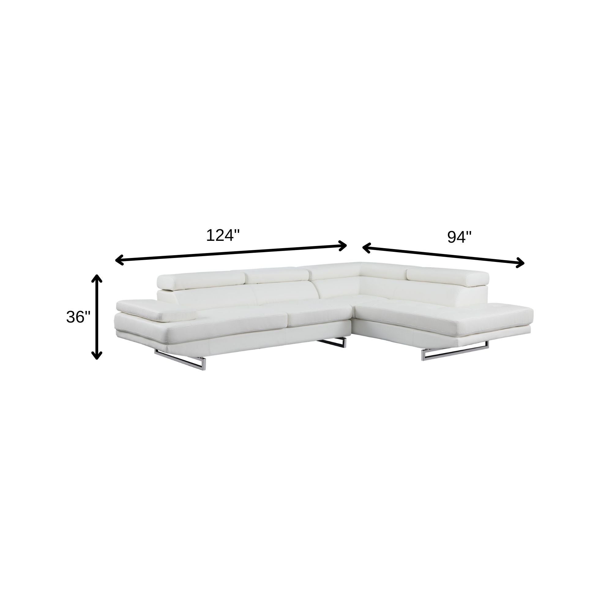 Gray Leather L Shaped Two Piece Corner Sectional