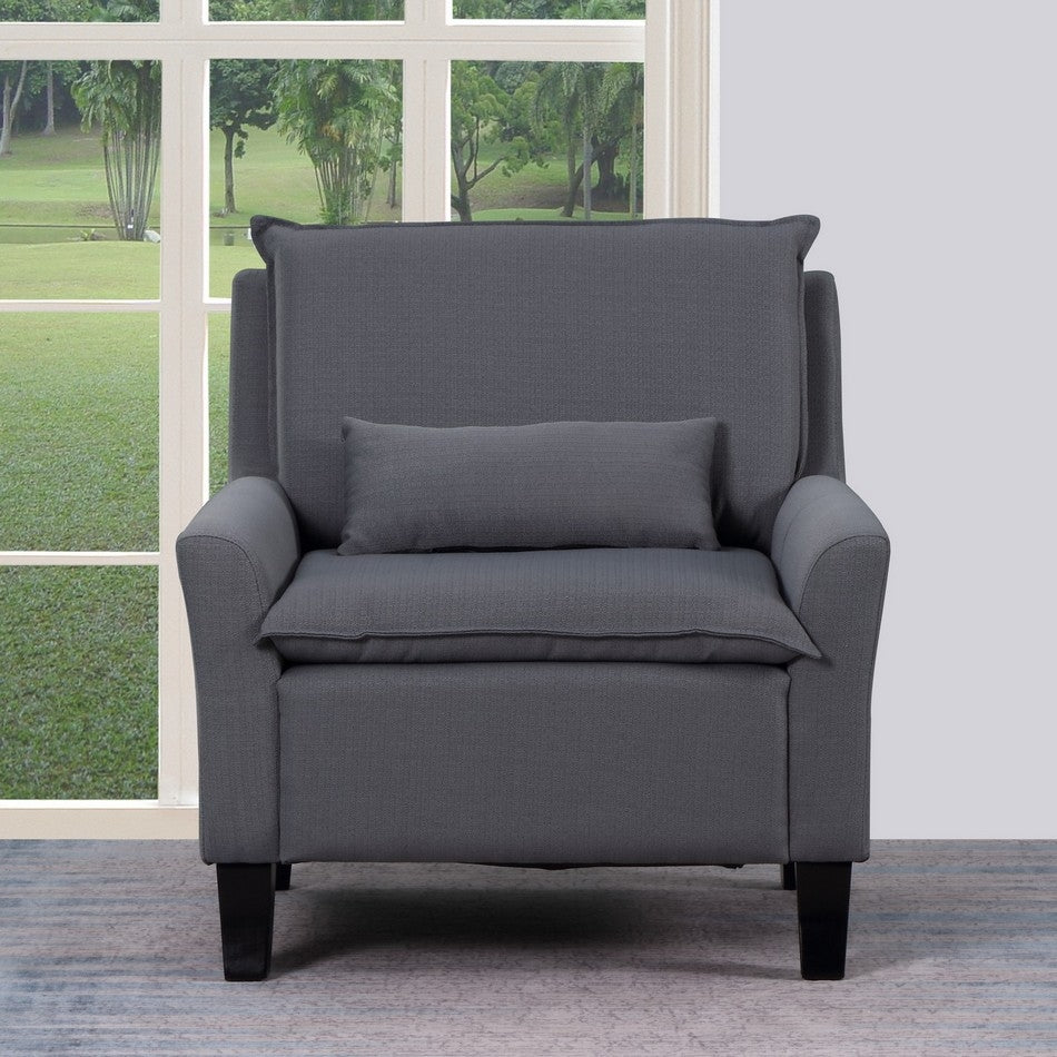 32" Gray And Black Fabric Arm Chair