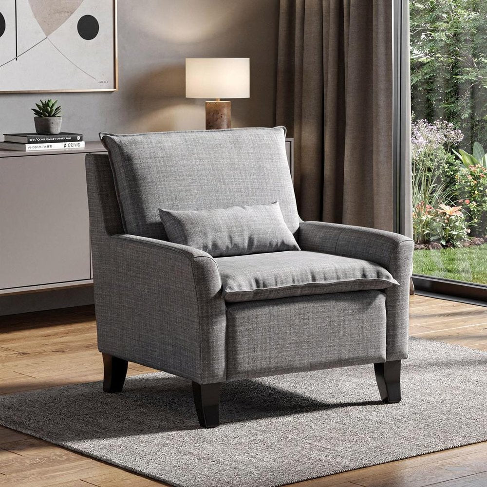 32" Gray And Black Fabric Arm Chair