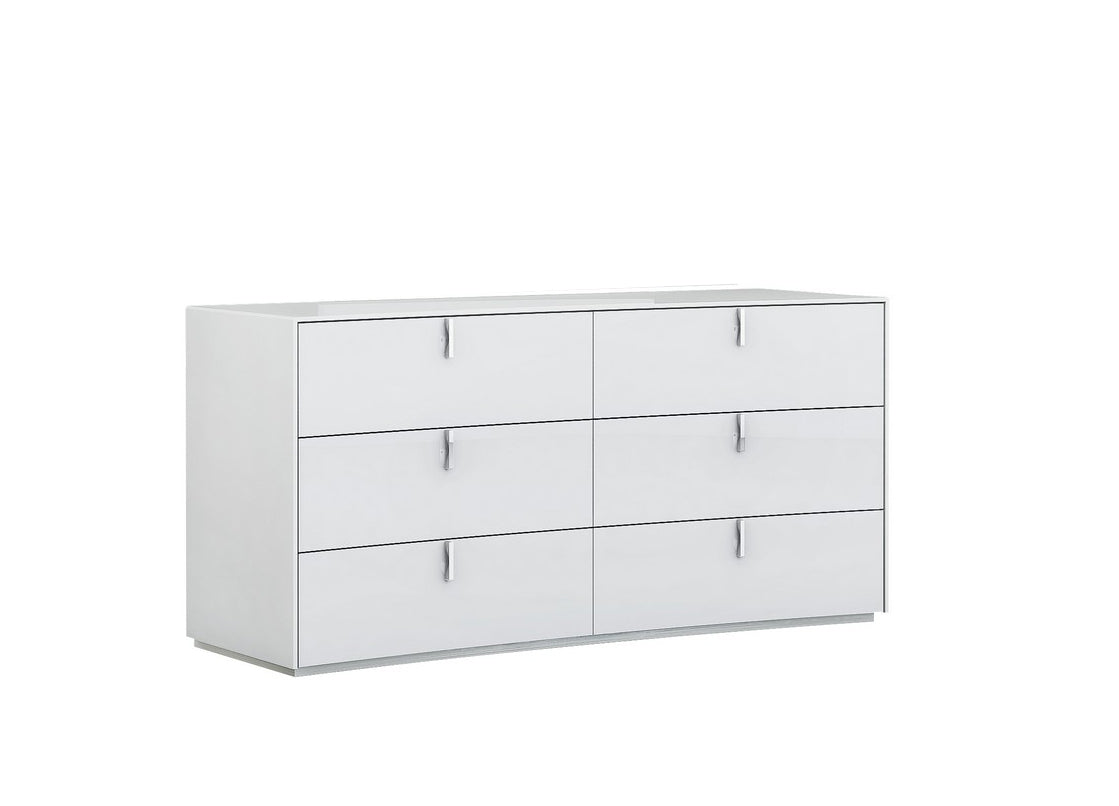 62" White Wood Six Drawer