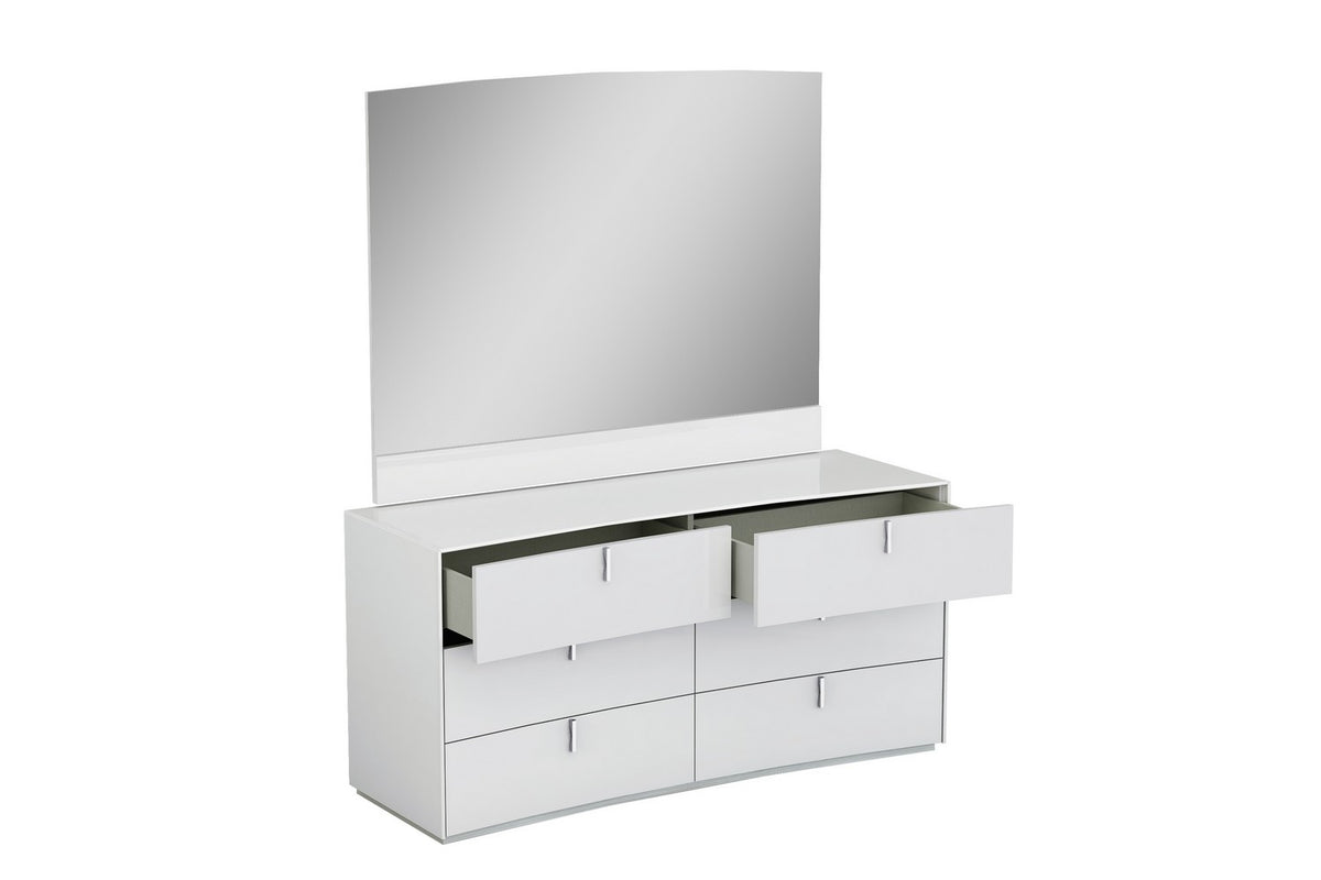 62" White Wood Six Drawer