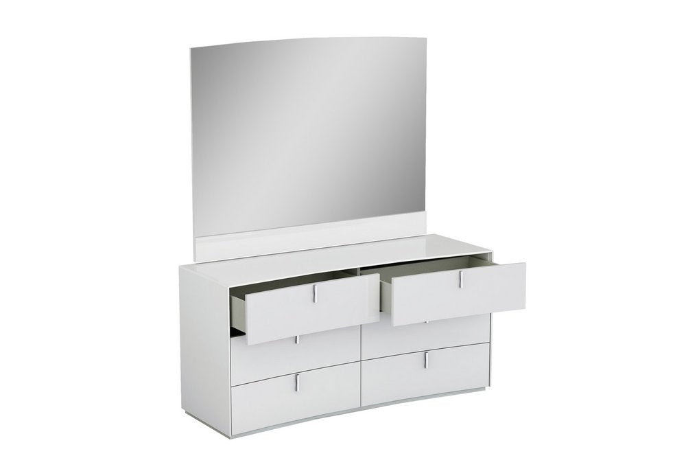 62" White Wood Six Drawer