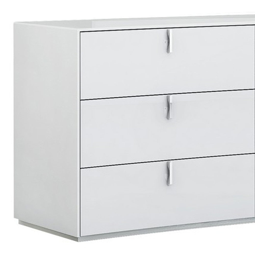 62" White Wood Six Drawer