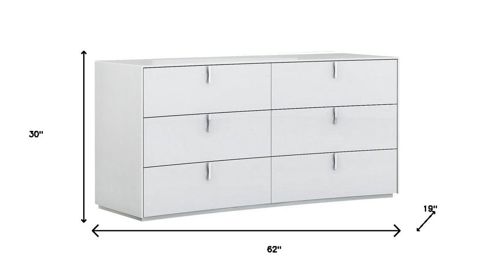 62" X 19" X 30" White  Dresser
