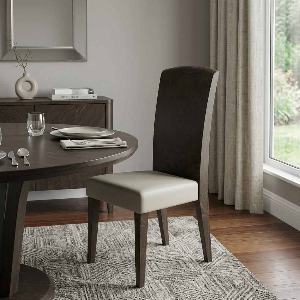 Set of Two Gray And Espresso Upholstered Dining Side Chairs