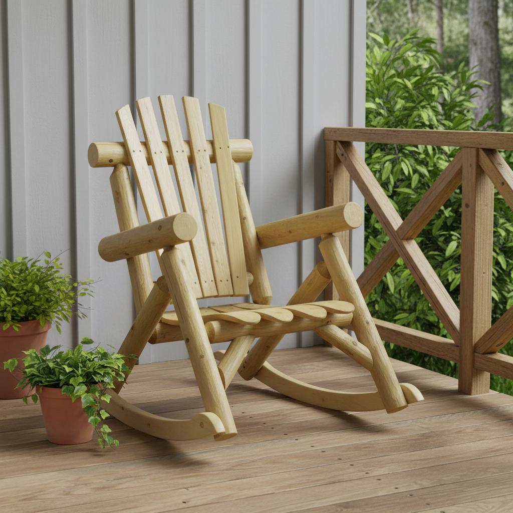 31" X 42" X 41"  Natural Wood Rocking Chair