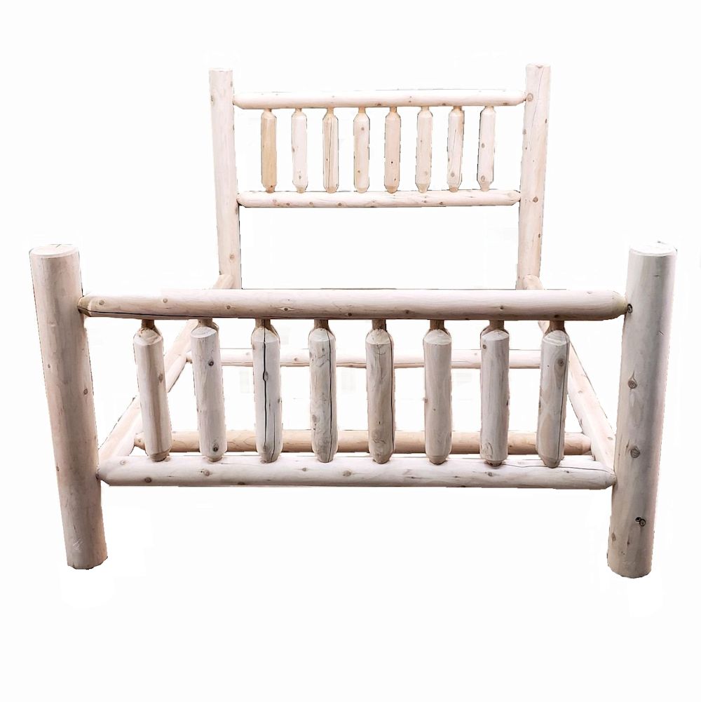 Natural Dark Brown Finish Low Post Cedar Log Twin Bed