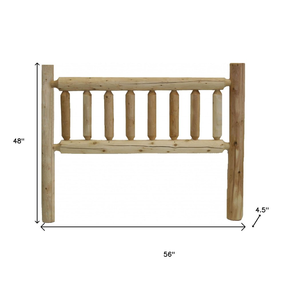 Natural Vintage Brown Finish Cedar Log Double Headboard