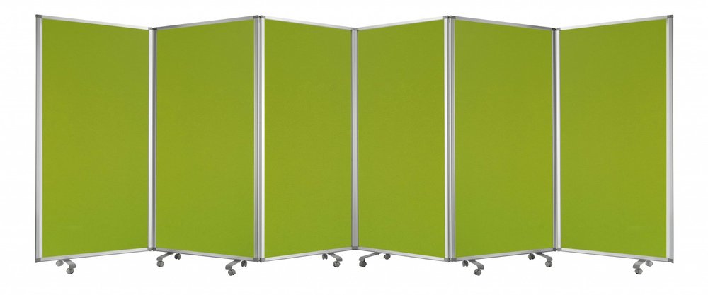 71" Green Iron Folding Six Panel Screen Room Divider