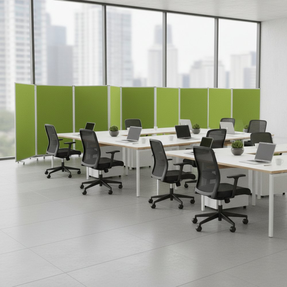 318" X 1" X 71" Green, Metal, 9 Panel, Screen