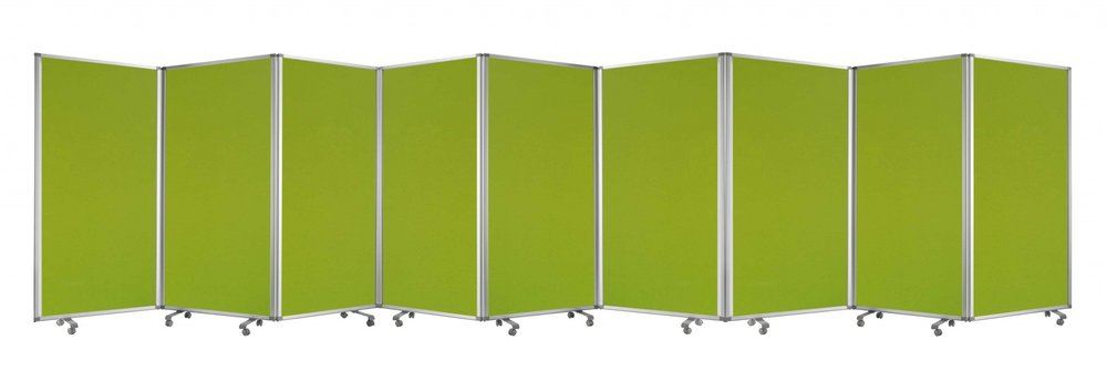 71" Green Iron Folding Nine Panel Screen Room Divider