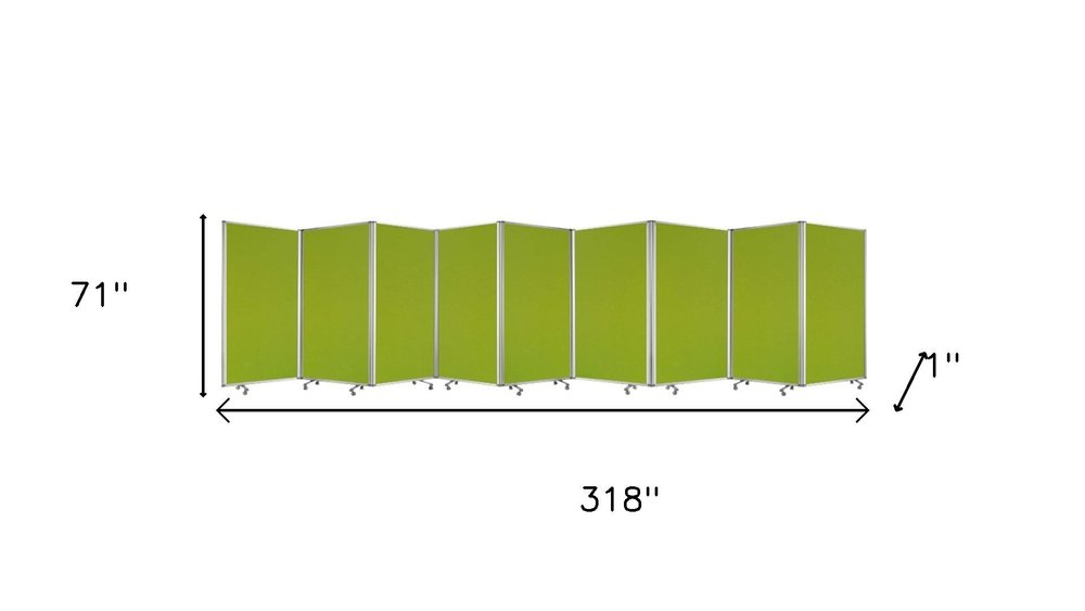 318" X 1" X 71" Green, Metal, 9 Panel, Screen