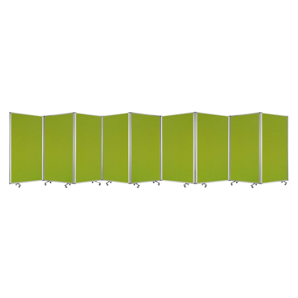 71" Green Iron Folding Nine Panel Screen Room Divider