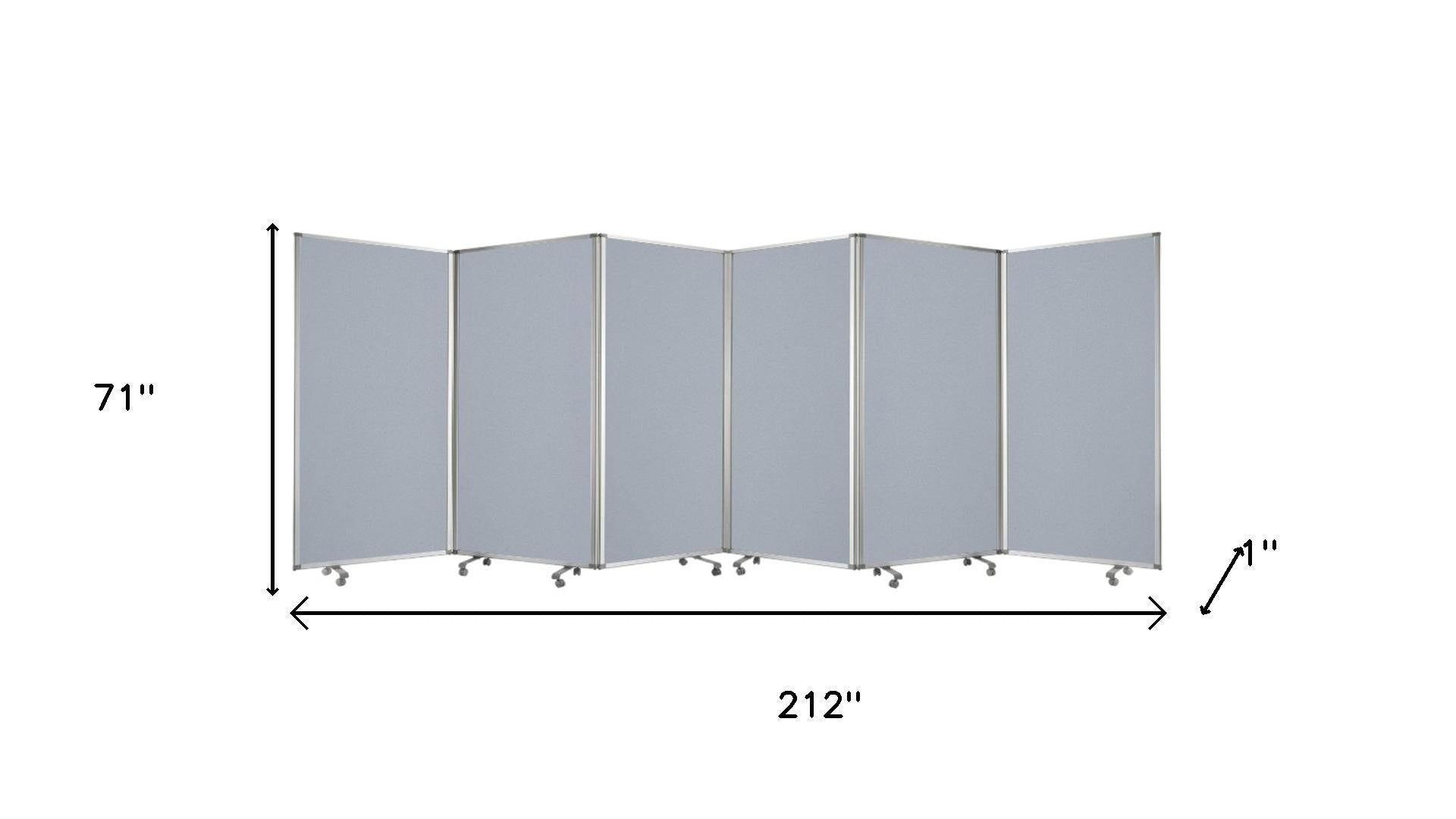 71" Gray Iron Folding Six Panel Screen Room Divider