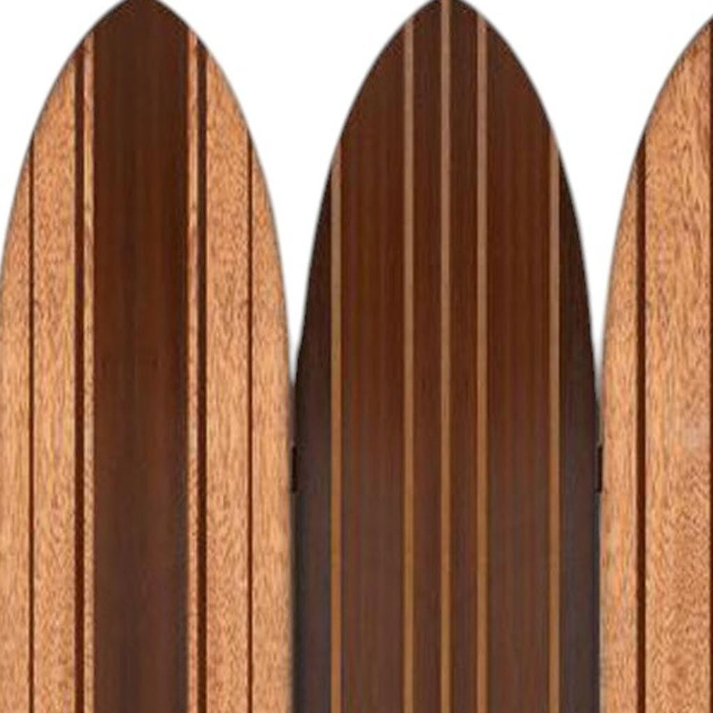 71" Brown Wood Folding Three Panel Screen Room Divider