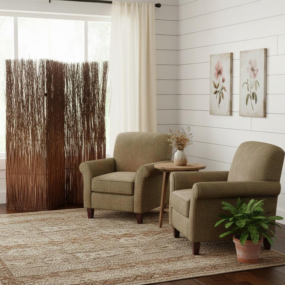 84" Brown Rattan Panel Screen Room Divider
