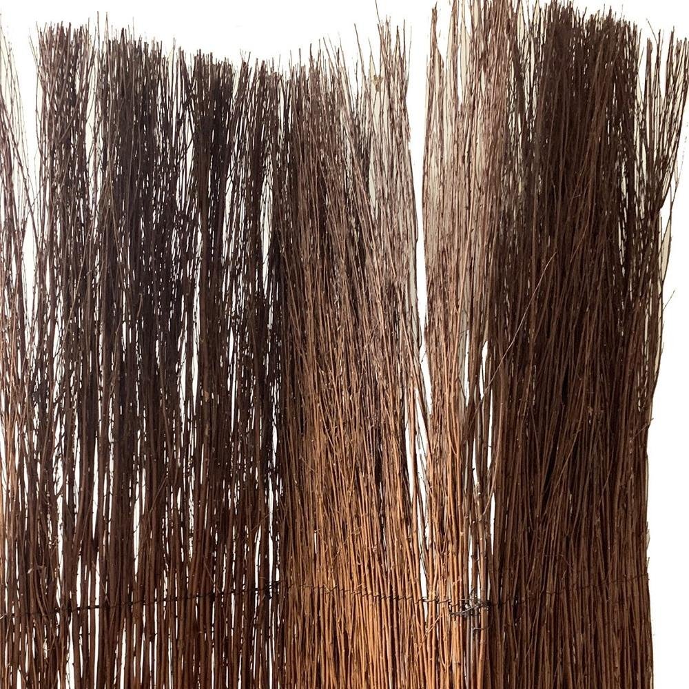 84" Brown Rattan Panel Screen Room Divider