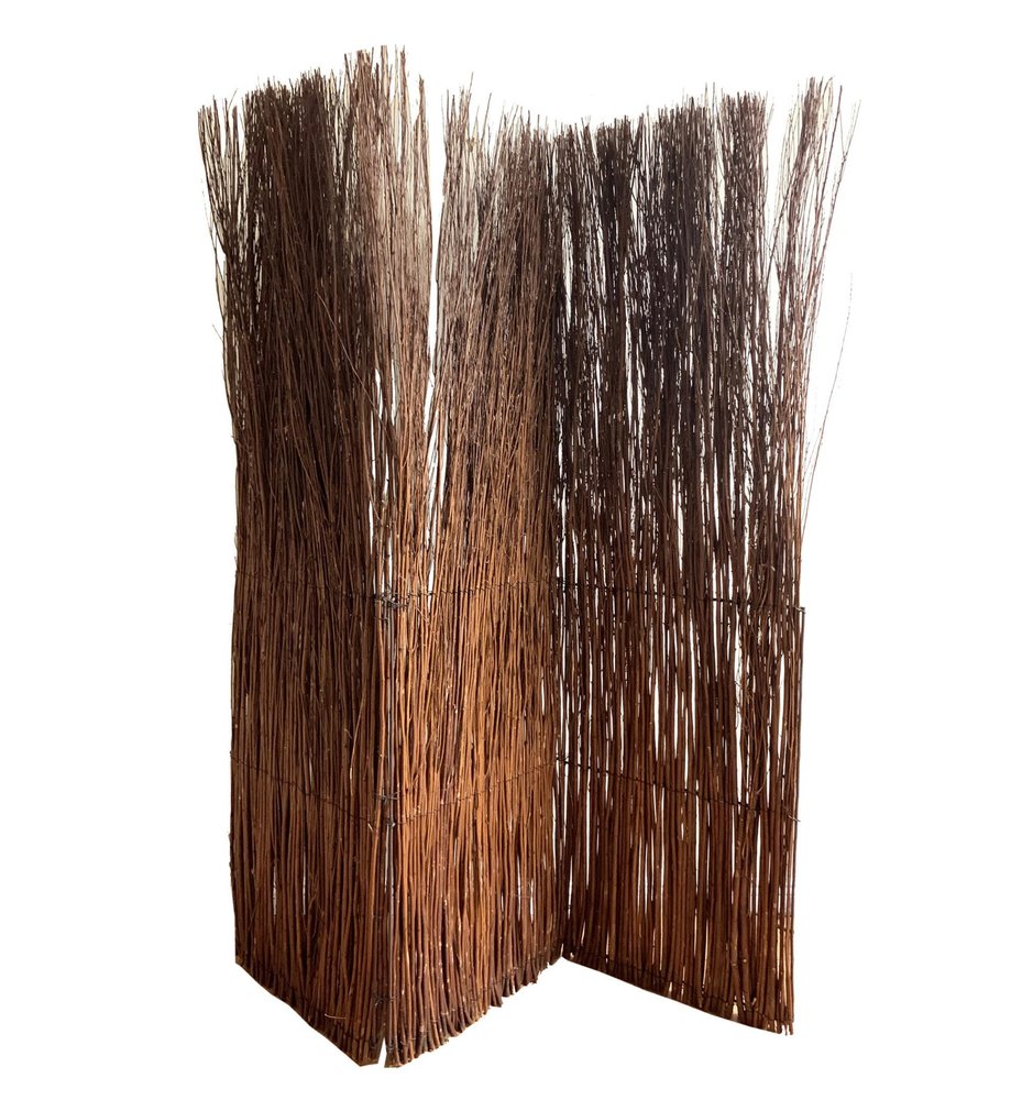 84" Brown Rattan Panel Screen Room Divider