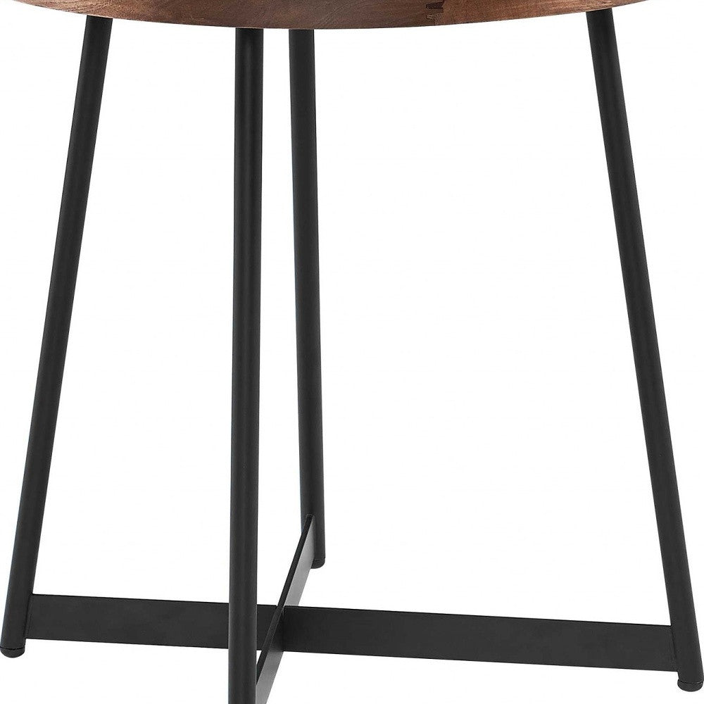 21.66" X 21.66" X 22.05" Round Side Table In American Walnut And Black
