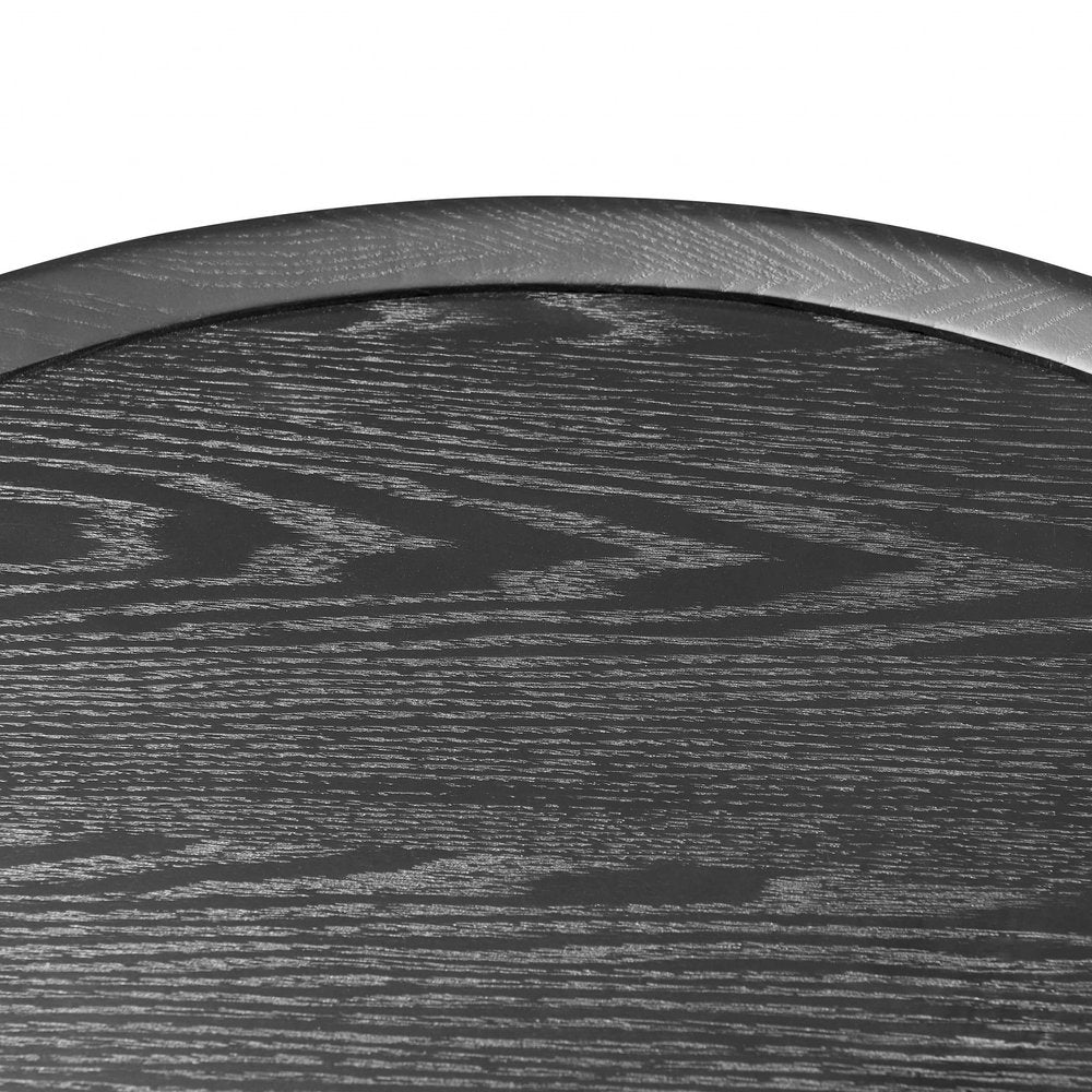 35" Black Wood And Metal Round Frame Coffee Table