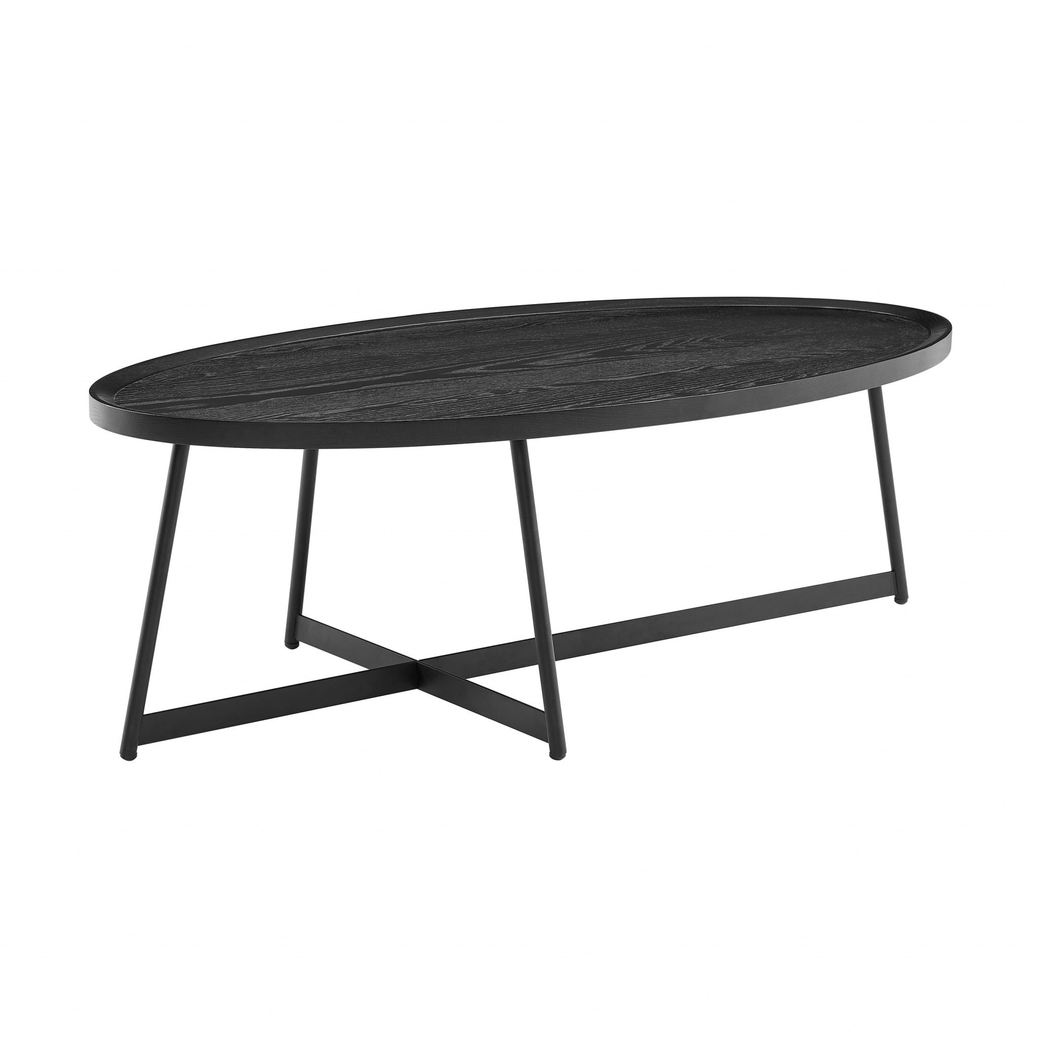 47" Black Metal Oval Coffee Table