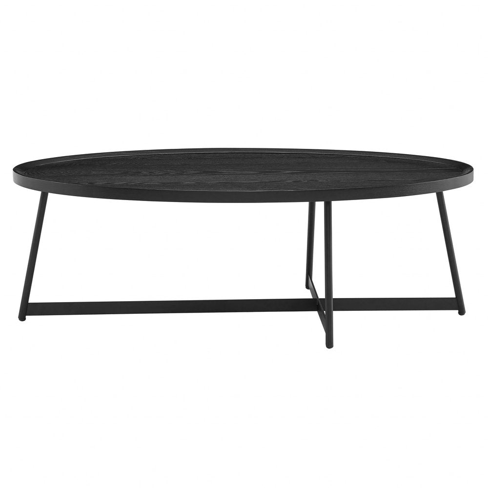 47" Black Wood And Metal Oval Frame Coffee Table