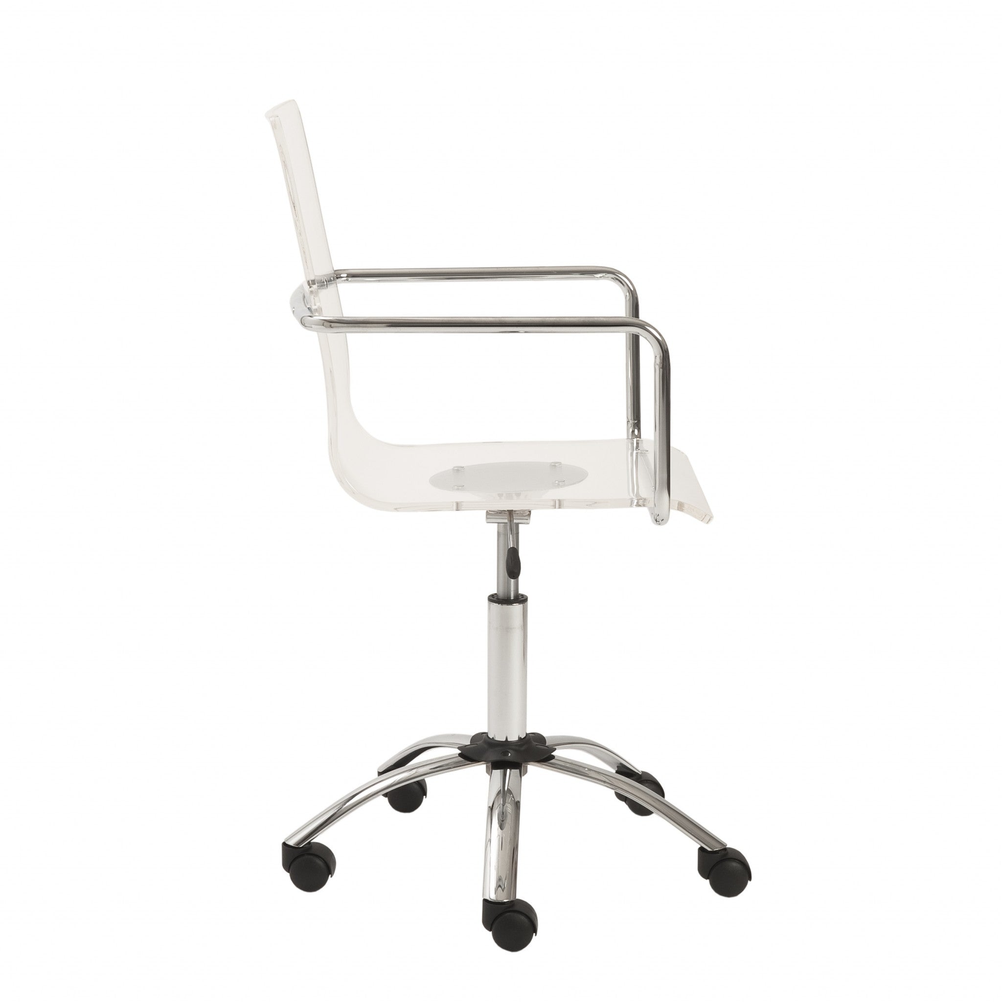 White Clear and Silver Adjustable Swivel Plastic Rolling Conference Office Chair