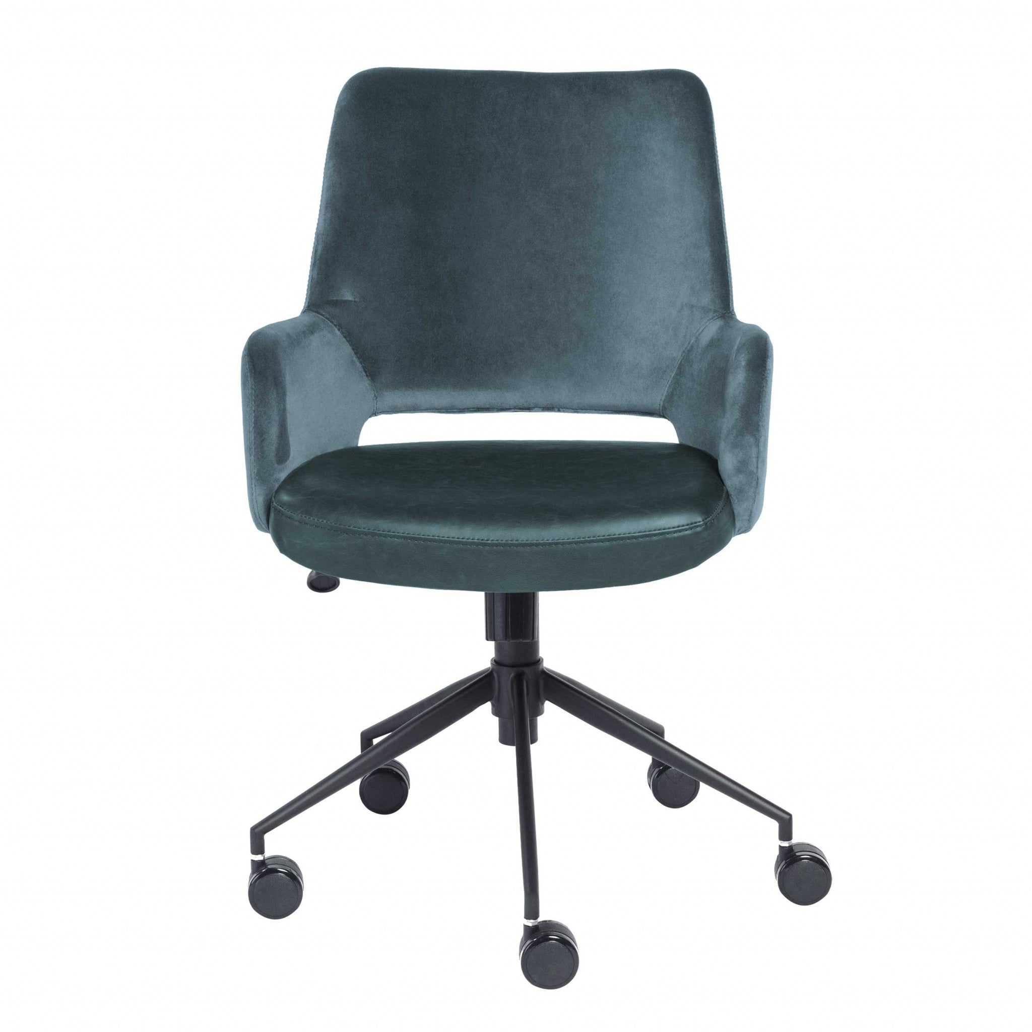 Blue and Black Adjustable Swivel Fabric Rolling Task Chair