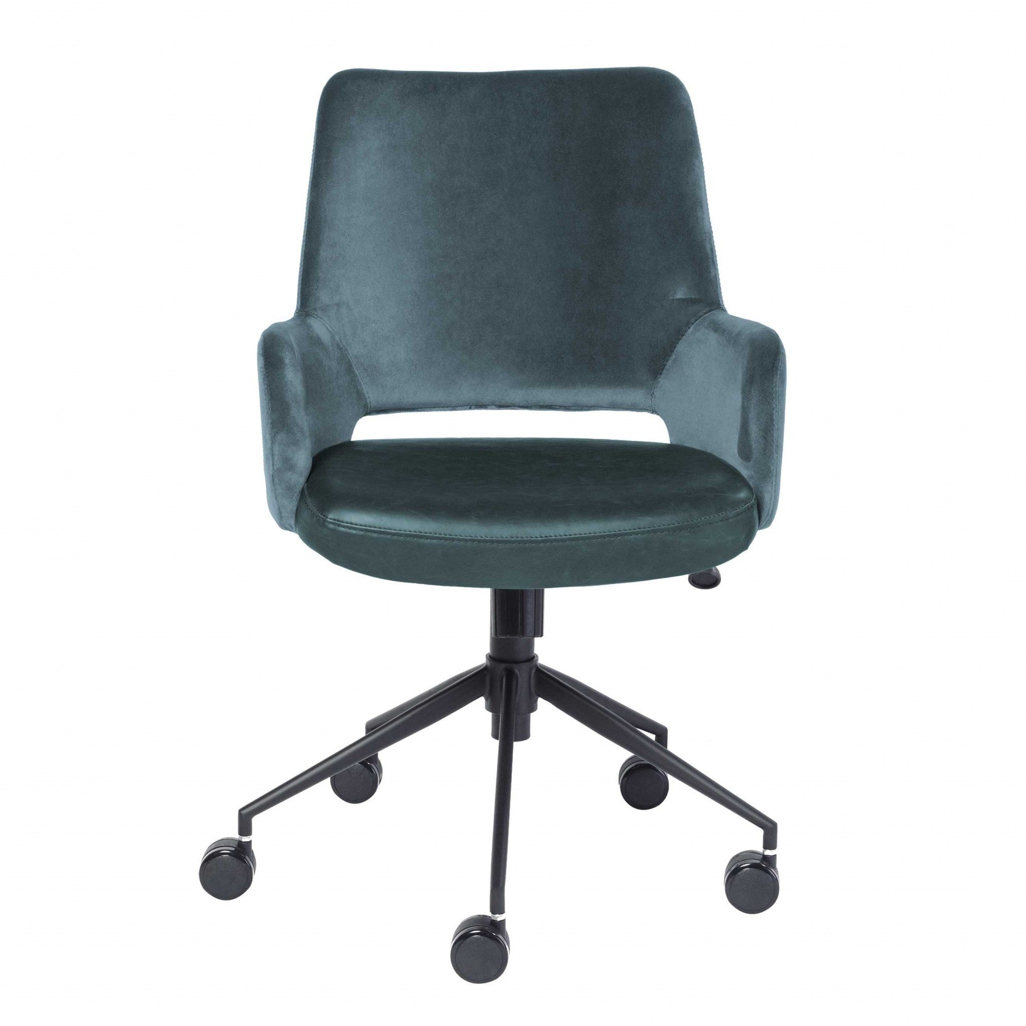 Blue and Black Adjustable Swivel Fabric Rolling Task Chair