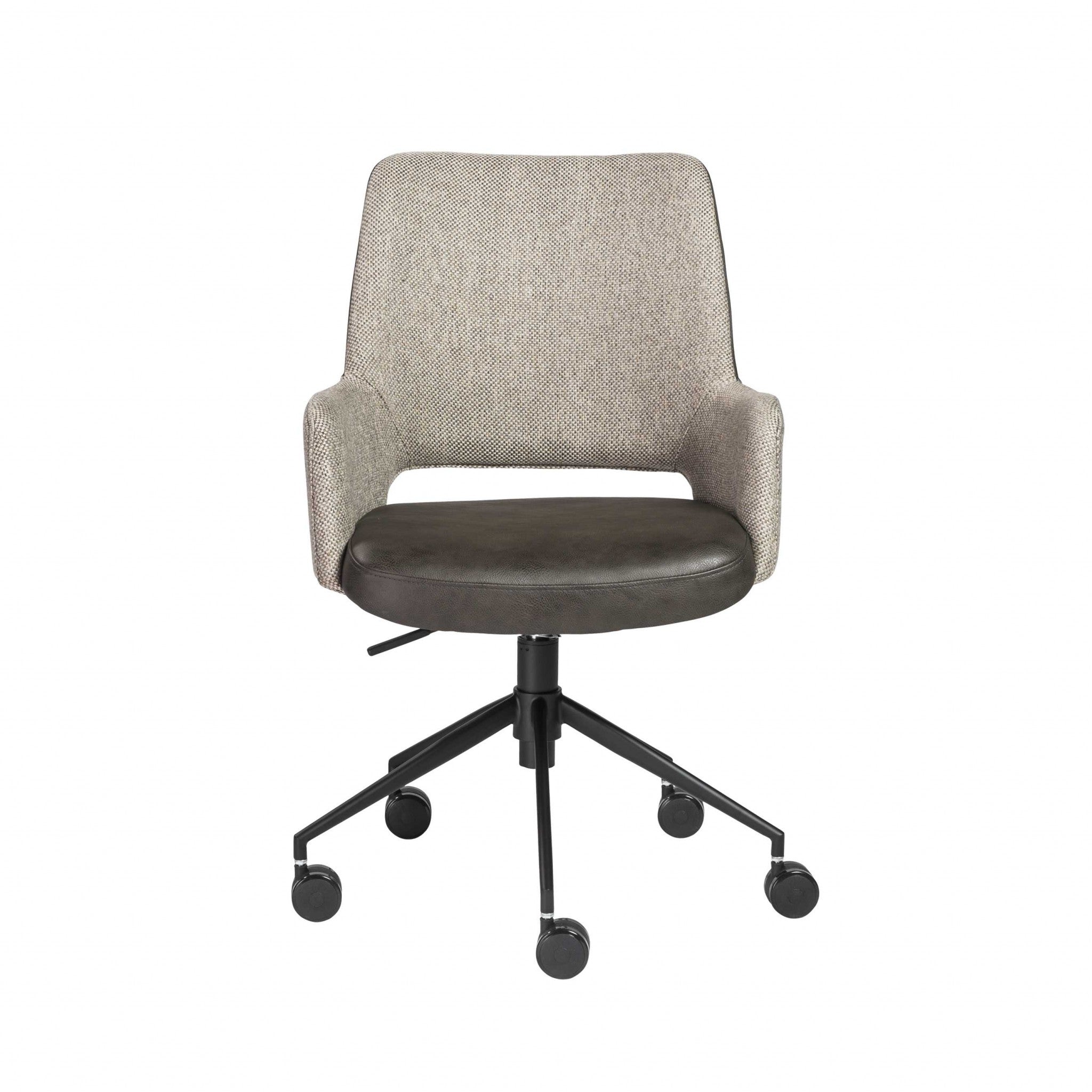 Slate Gray Linen Seat Swivel Adjustable Task Chair Fabric Back Steel Frame