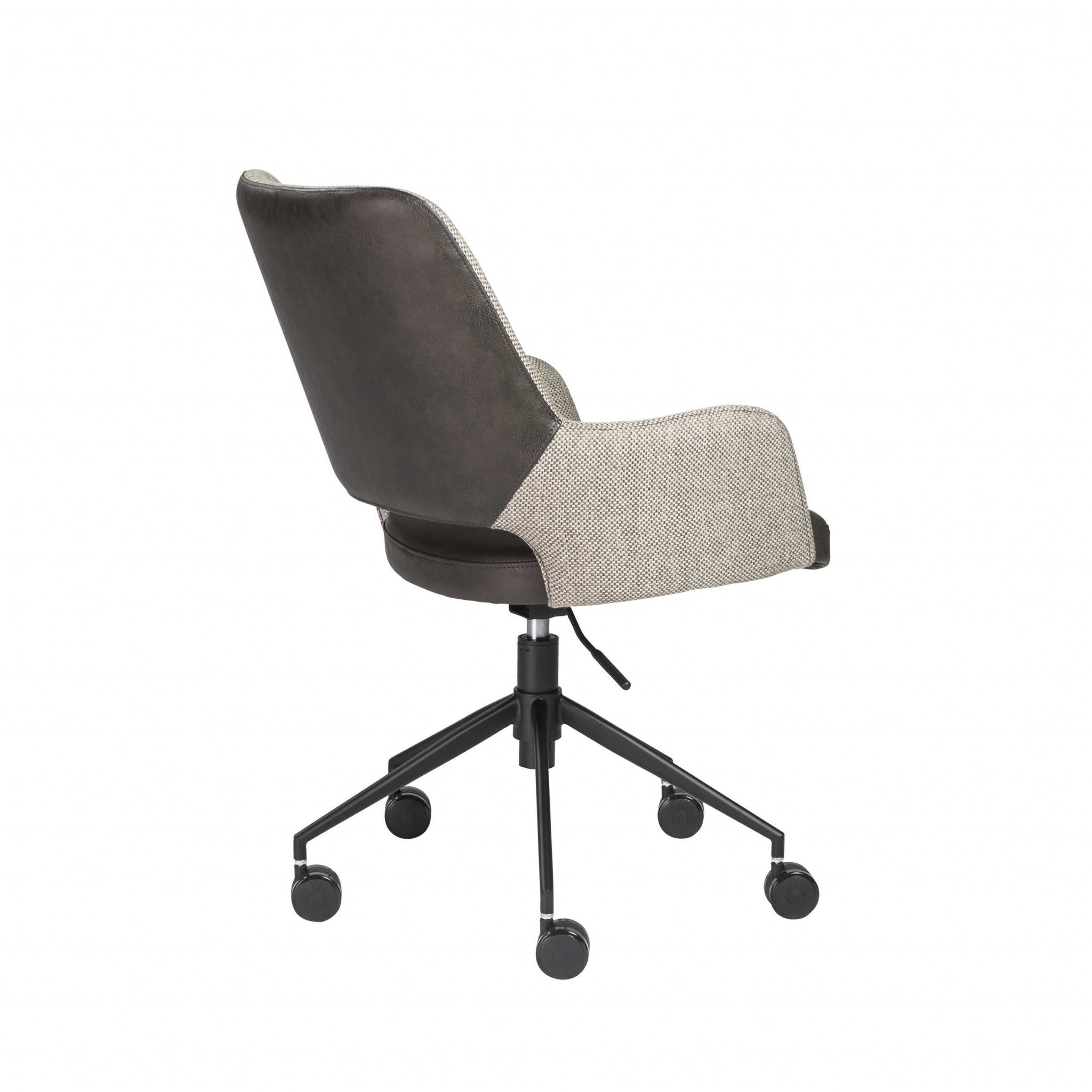 Slate Gray Linen Seat Swivel Adjustable Task Chair Fabric Back Steel Frame