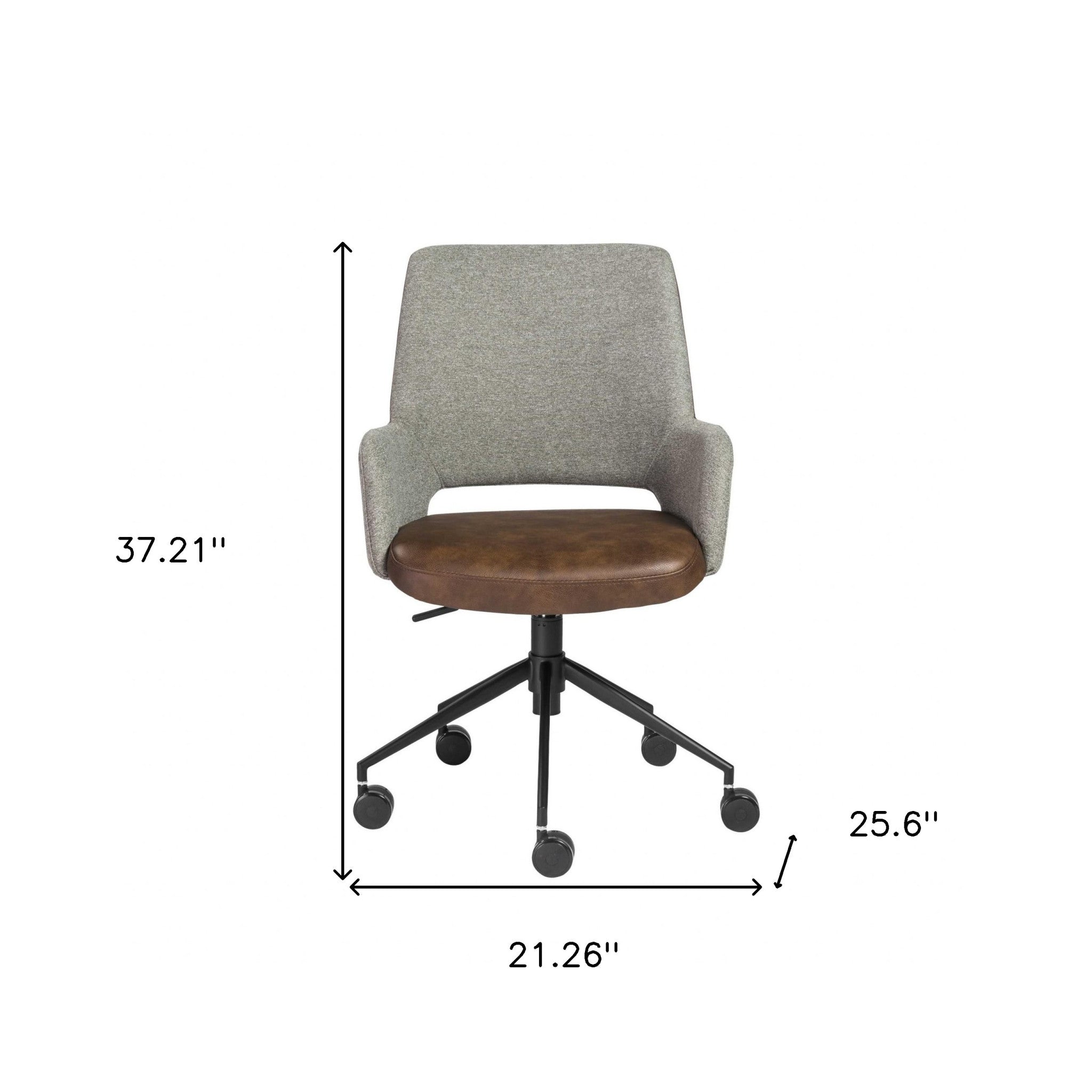 Gray Linen Seat Swivel Adjustable Task Chair Fabric Back Steel Frame