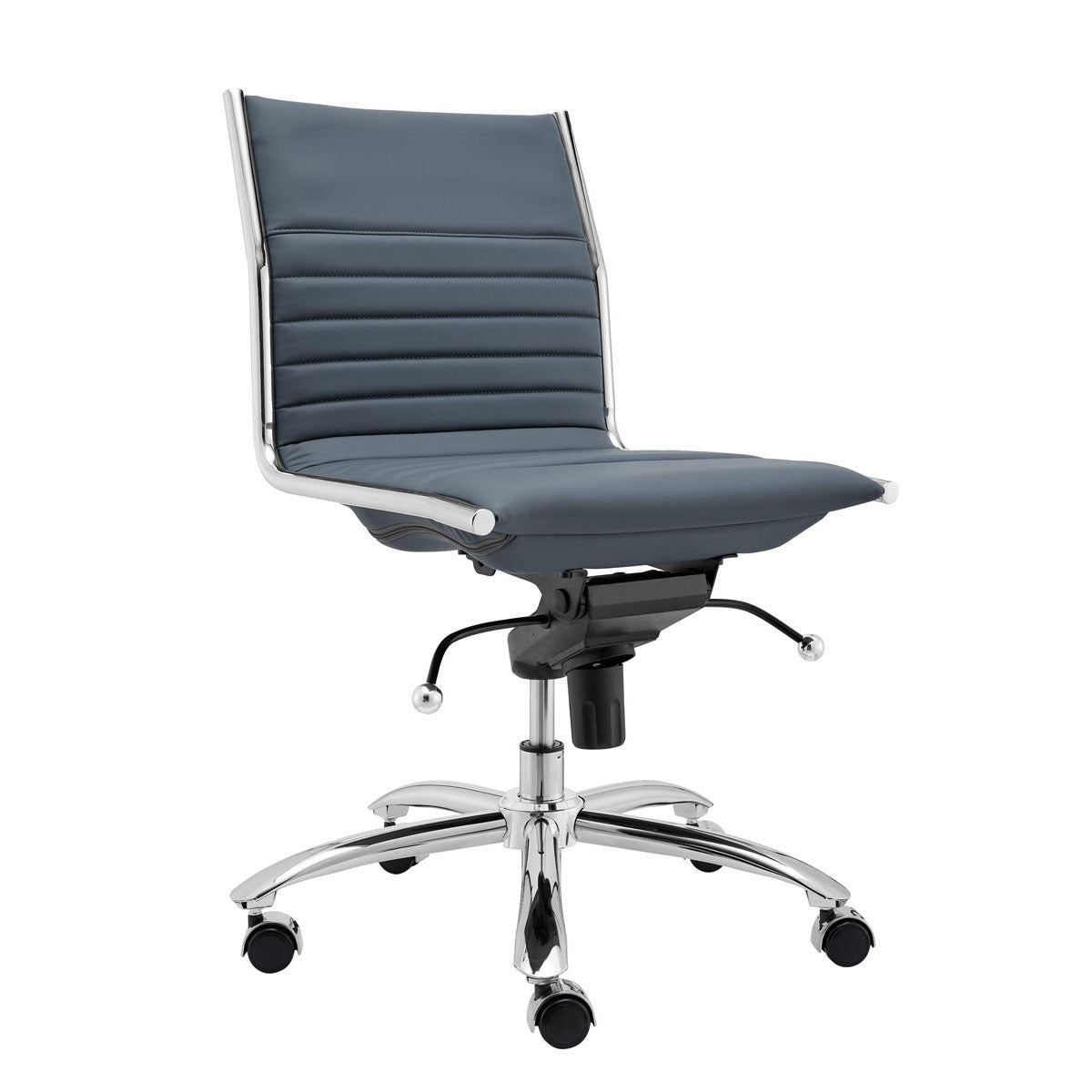 Blue Faux Leather Seat Swivel Adjustable Task Chair Leather Back Steel Frame