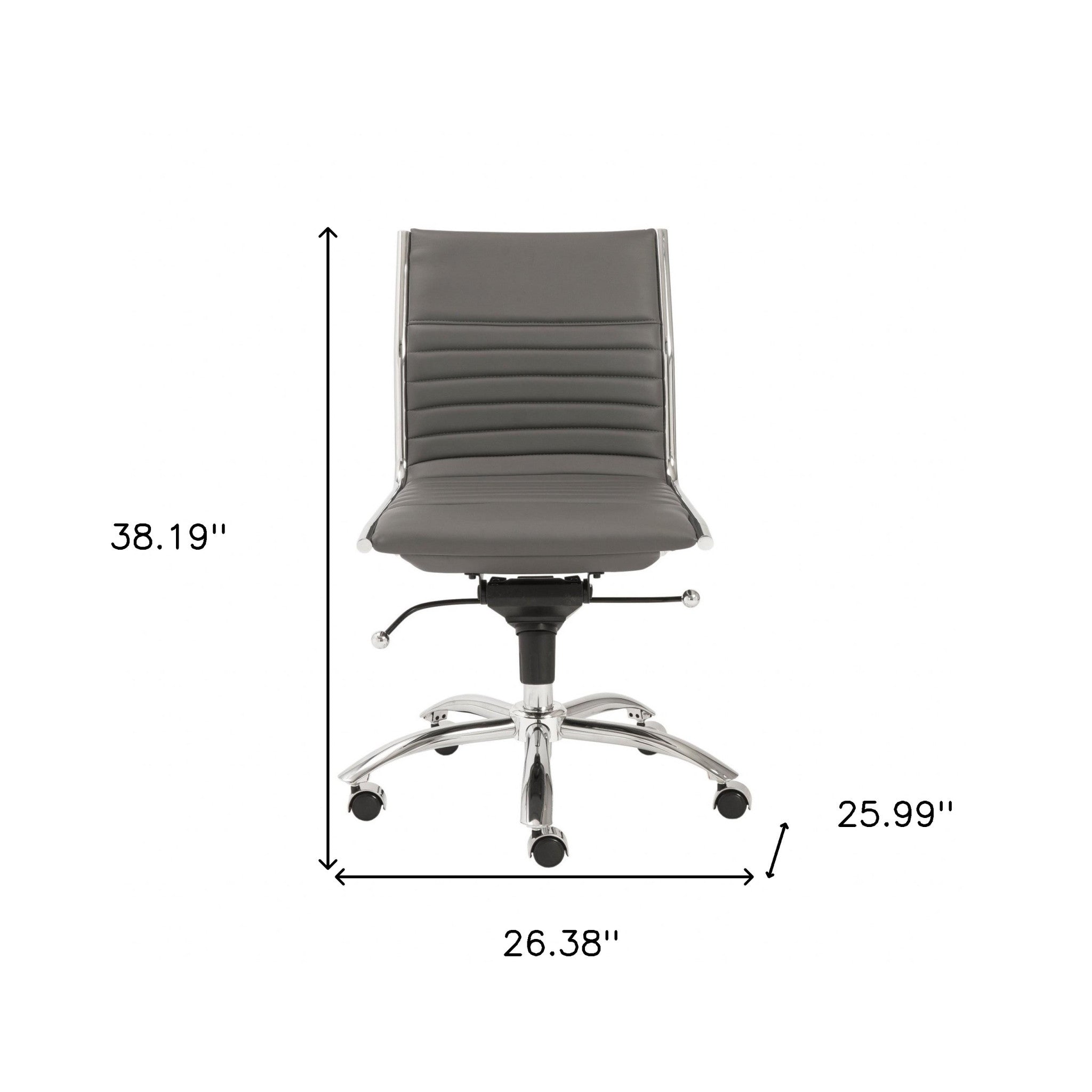 26.38" X 25.99" X 38.19" Low Back Office Chair Without Armrests In Gray With Chromed Steel Base