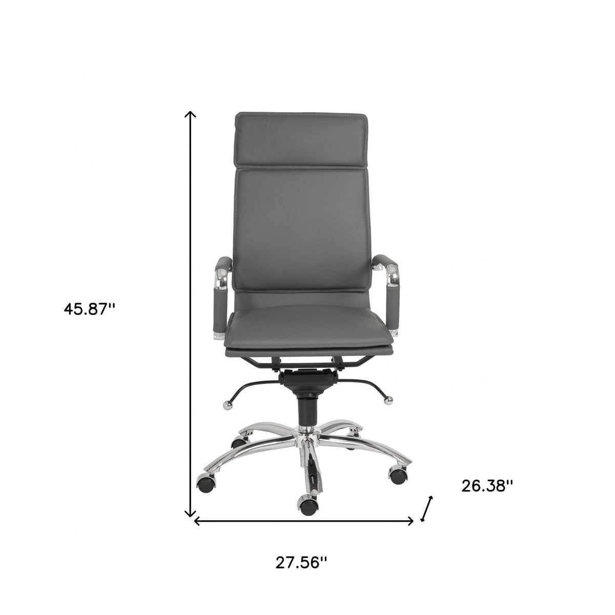 Gray and Silver Adjustable Swivel Faux Leather Rolling Executive Office Chair