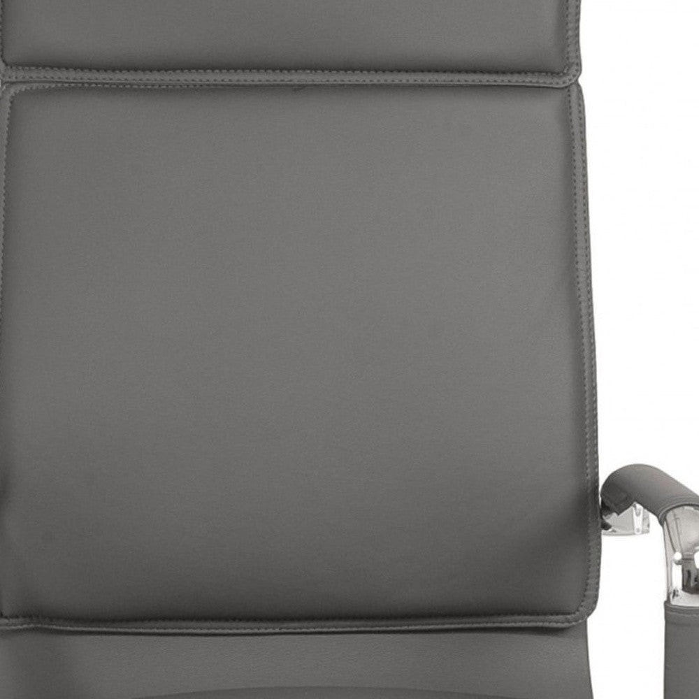 Gray and Silver Adjustable Swivel Faux Leather Rolling Executive Office Chair